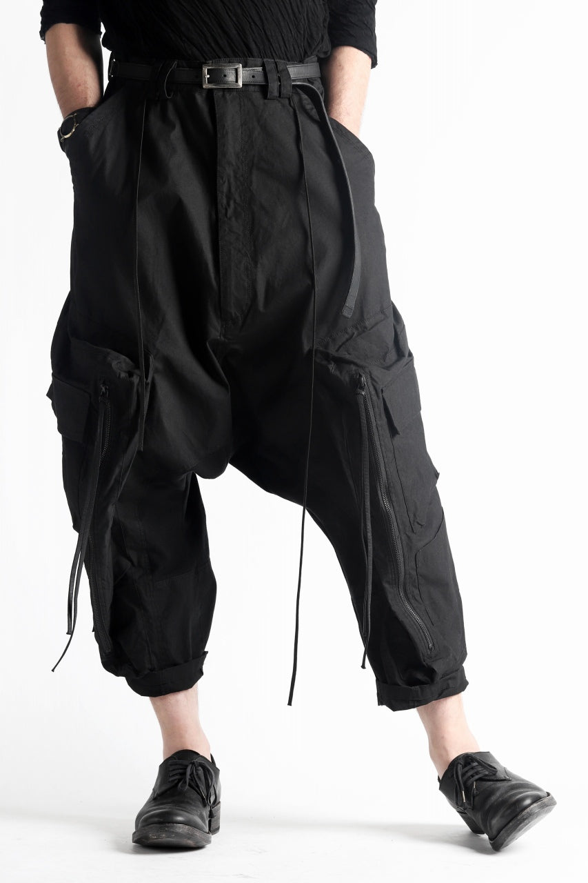 Load image into Gallery viewer, A.F ARTEFACT MILITARY SAROUEL WIDE PANTS / ZIP DOUBLE STRUCTURE (BLACK)