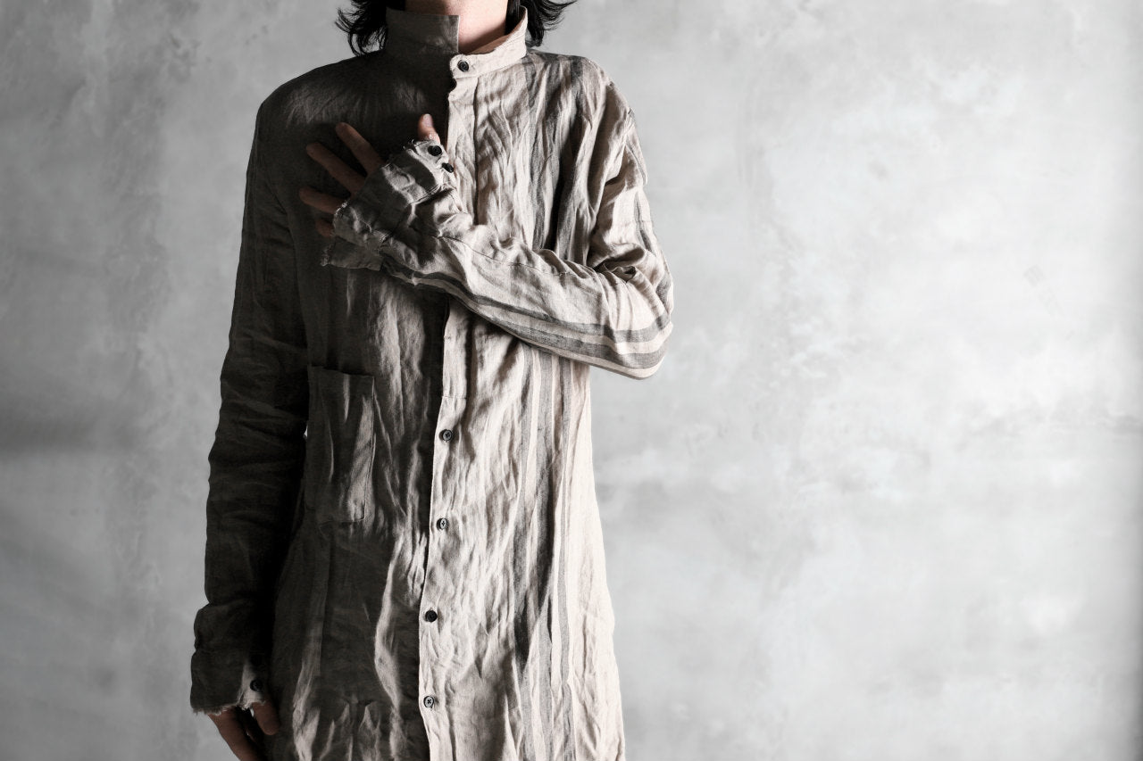 Aleksandr Manamis DARK SAND STRIPE LONG SHIRT