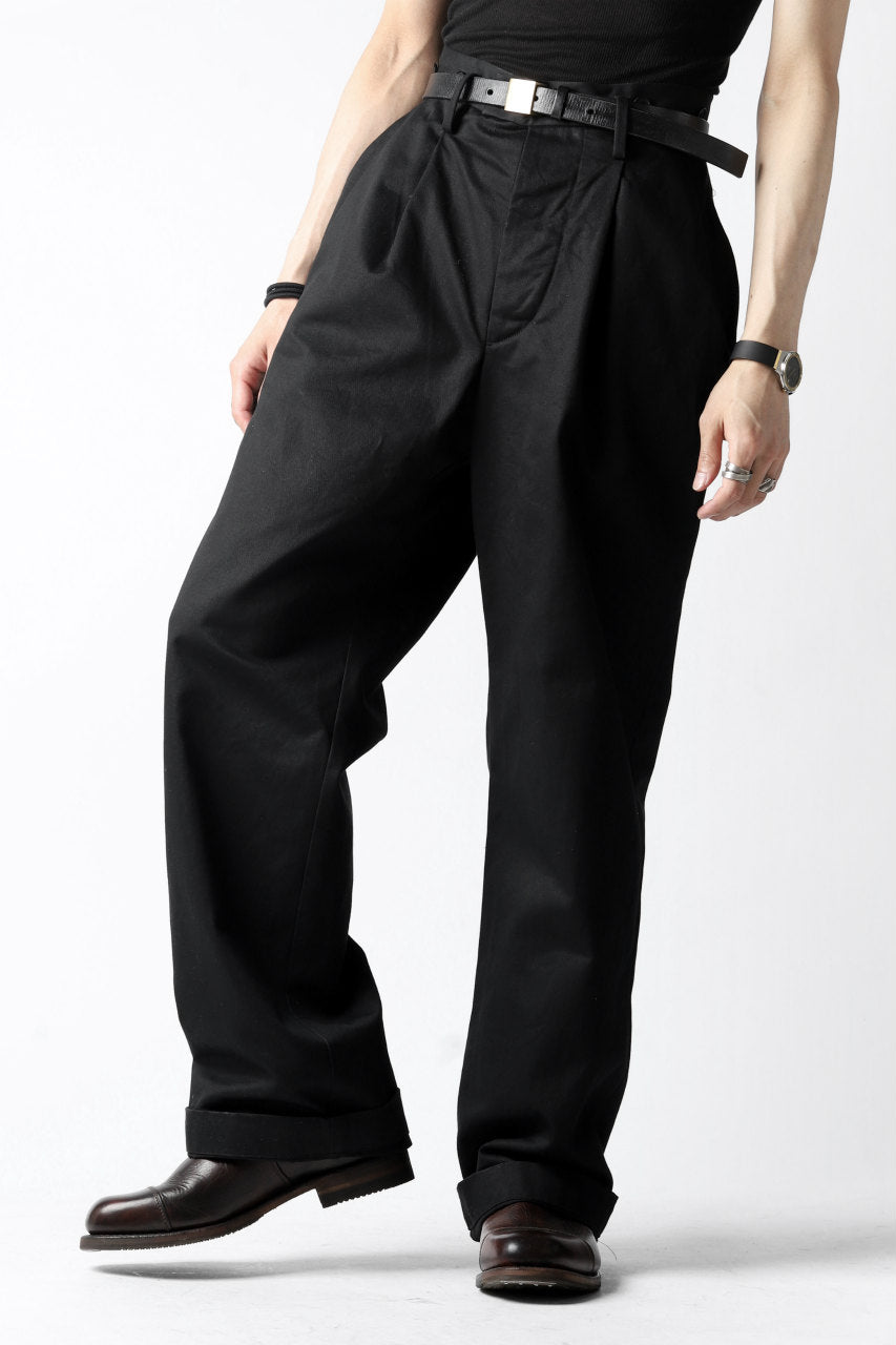 Load image into Gallery viewer, KLASICA GRIOTTE 2 TUCKED WIDE TROUSERS / CHINO CLOTH (BLACK)