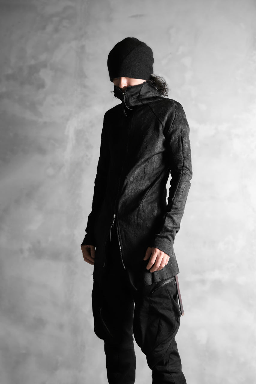 LEON EMANUEL BLANCK FORCED HOODY ZIPPED / SPHERE KNIT JACQUARD WITH LATEX