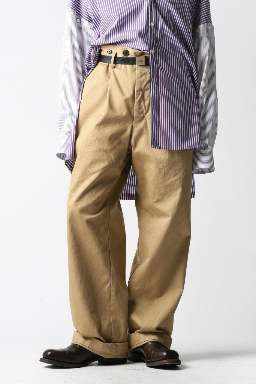 KLASICA GRIOTTE 2 TUCKED WIDE TROUSERS / CHINO CLOTH (BEIGE)