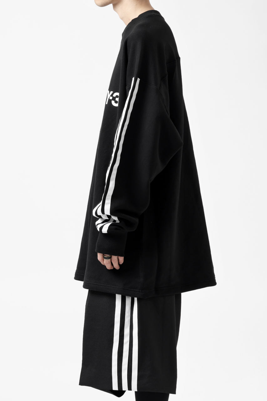 Load image into Gallery viewer, Y-3 Yohji Yamamoto 3 STRIPES LEFT SLEEVE SWEAT TOP / FRENCH TERRY (BLACK)