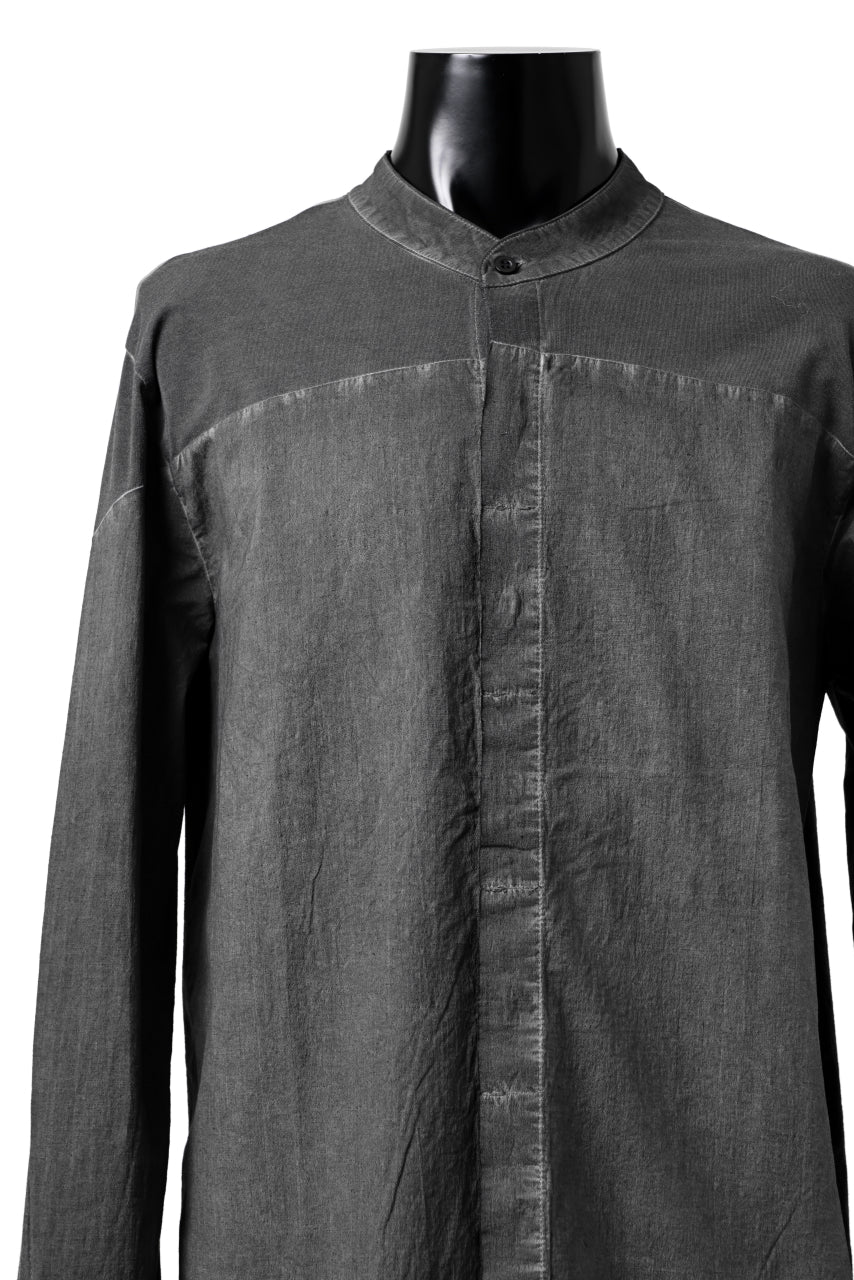 Load image into Gallery viewer, thomkrom NO COLLAR SHIRT/ JERSEY+WOVEN (BLACK OIL)