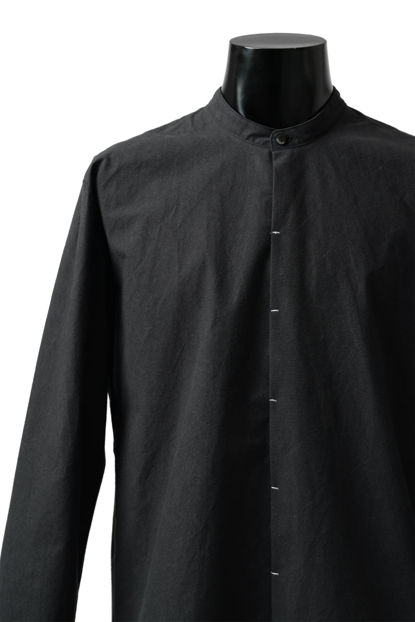 ierib slit middle shirt / boiled waxy cotton (BLACK)