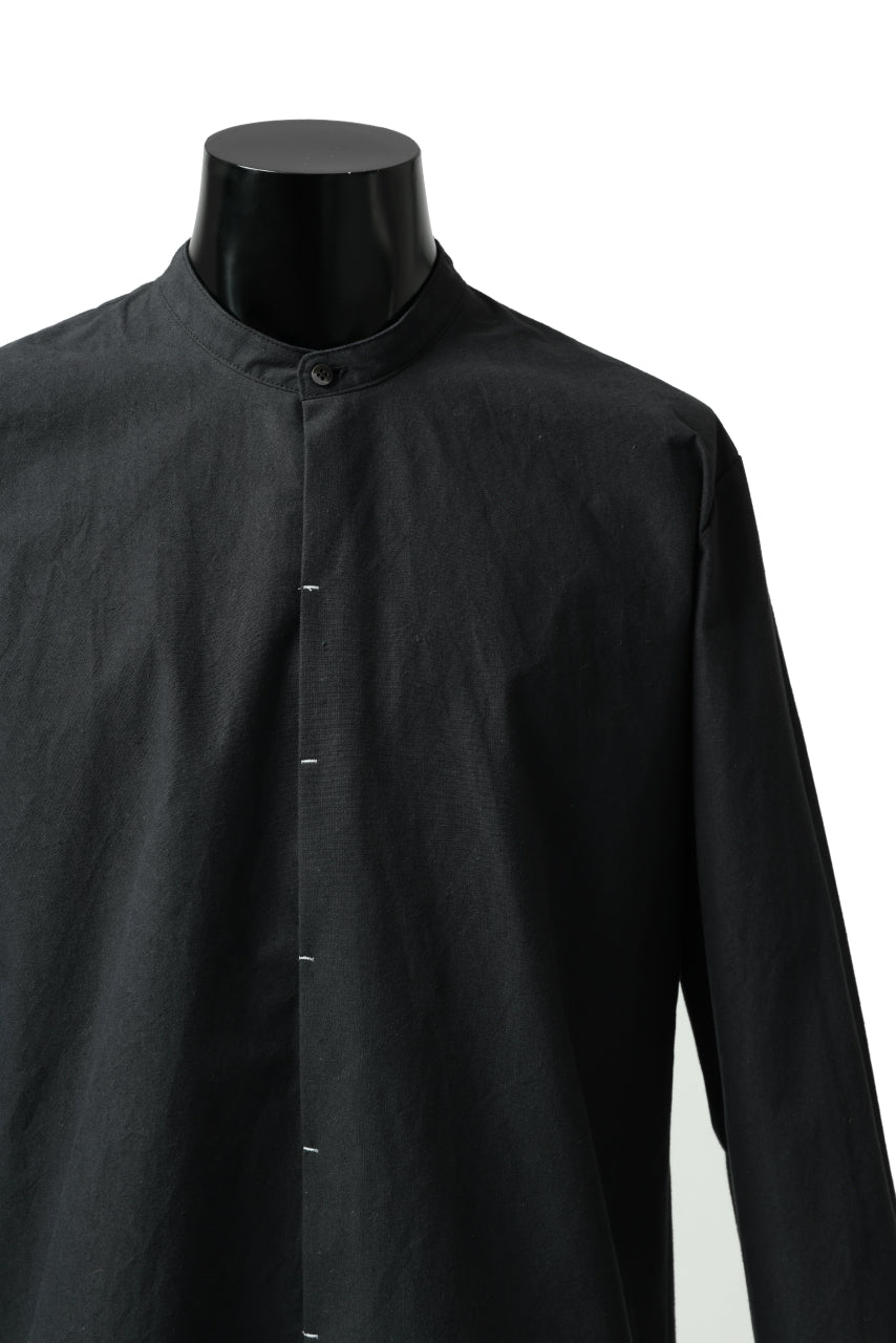 ierib slit middle shirt / boiled waxy cotton (BLACK)