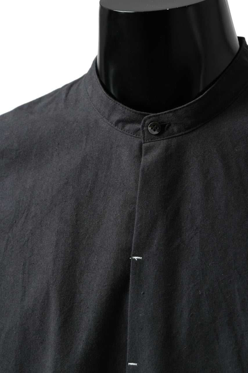 ierib slit middle shirt / boiled waxy cotton (BLACK)