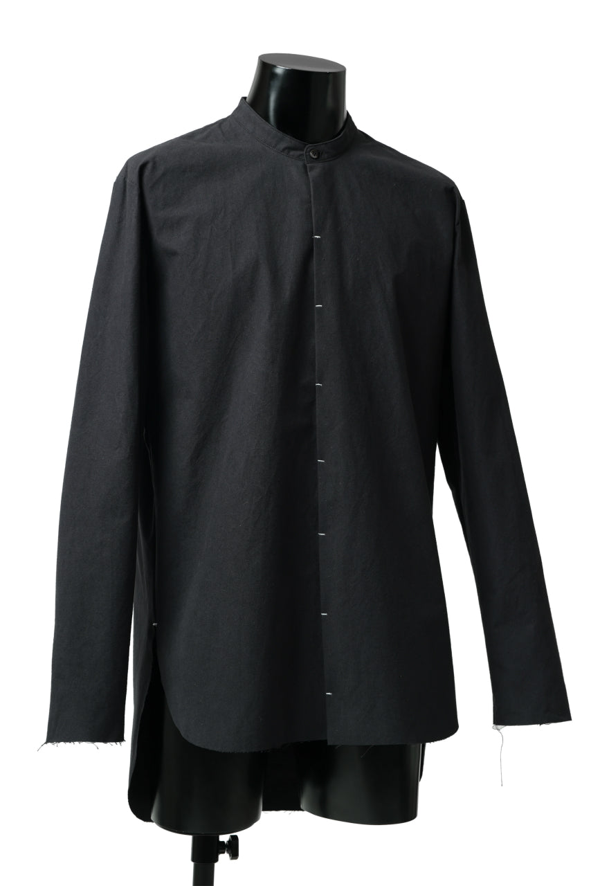 ierib slit middle shirt / boiled waxy cotton (BLACK)