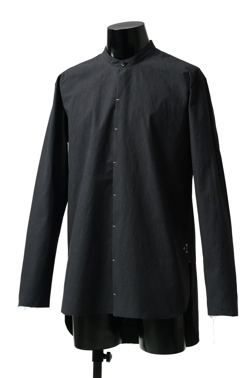 ierib slit middle shirt / boiled waxy cotton (BLACK)