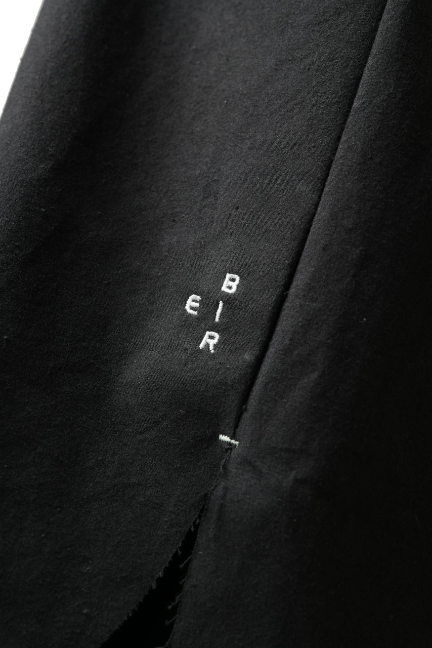 ierib slit middle shirt / boiled waxy cotton (BLACK)