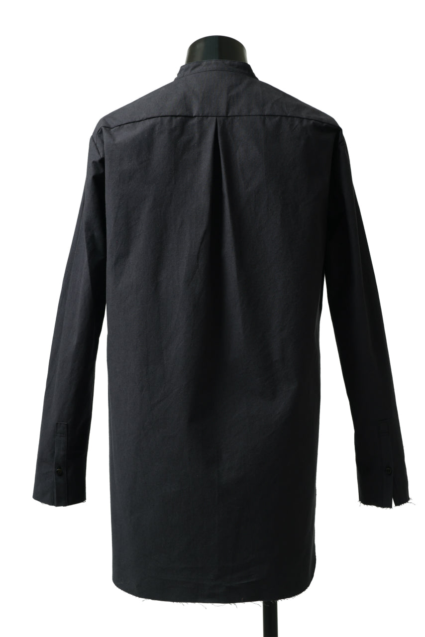 ierib slit middle shirt / boiled waxy cotton (BLACK)