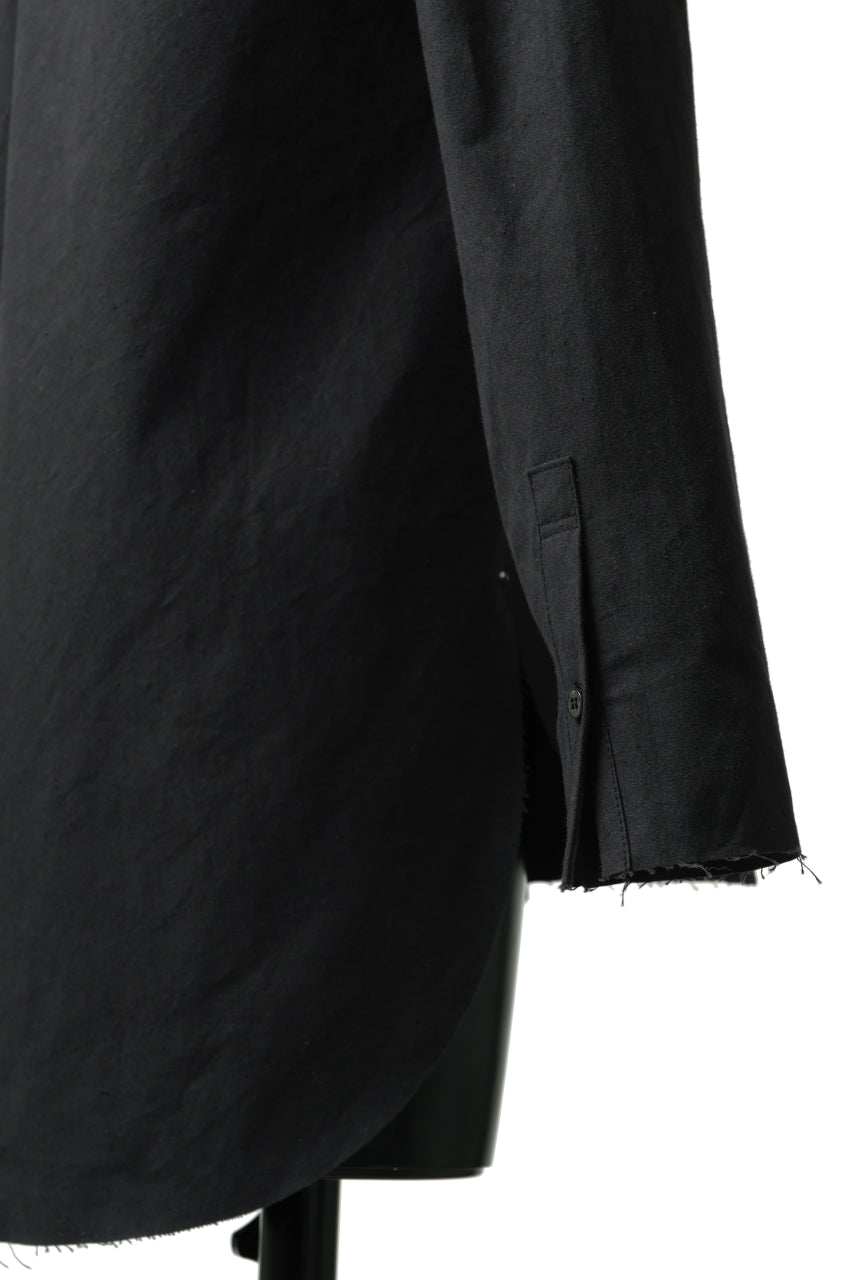 ierib slit middle shirt / boiled waxy cotton (BLACK)