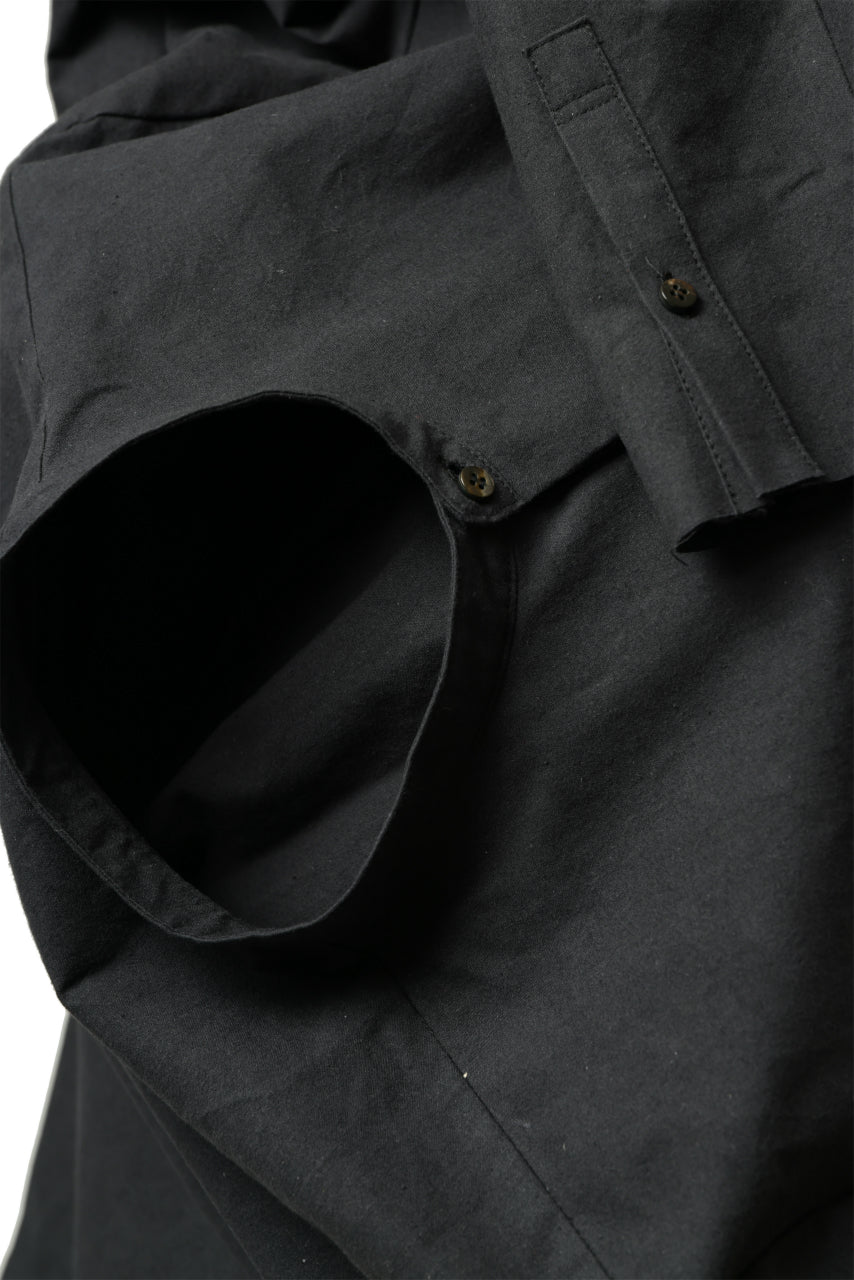 ierib slit middle shirt / boiled waxy cotton (BLACK)