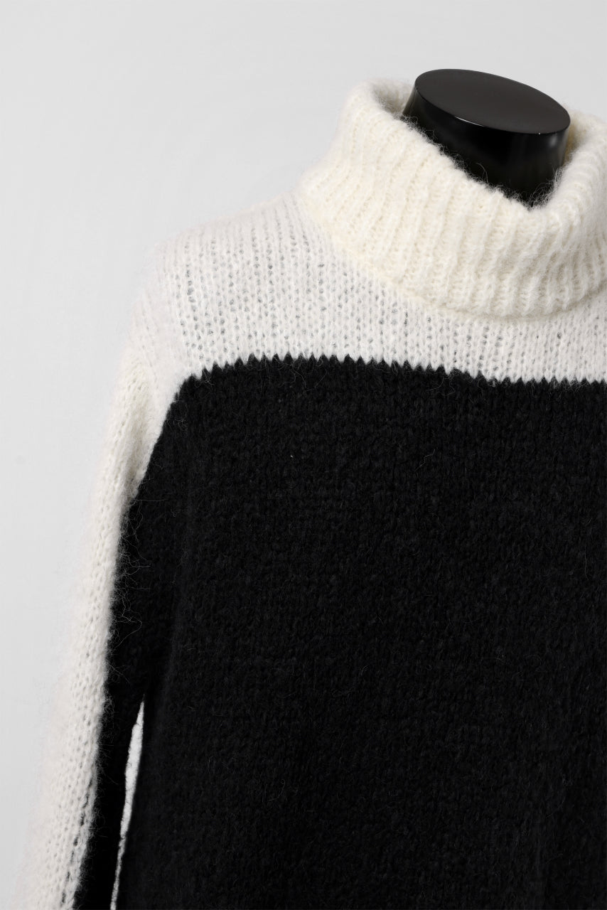 thomkrom HIGH COLLAR KNIT PULLOVER / ALPACA WOOL (BLACK x WHITE)