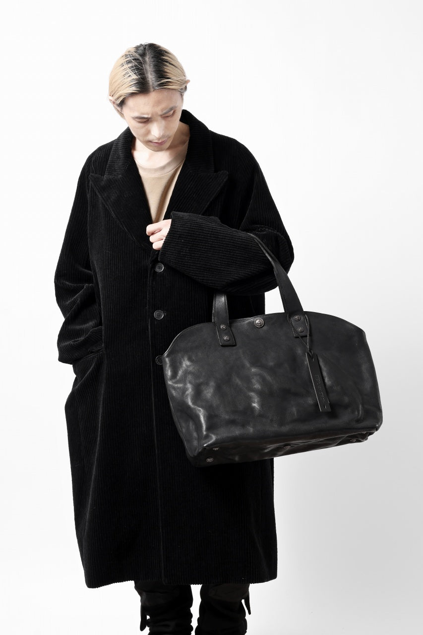 BACKLASH THE LINE OBJECT DYED TOTE BAG / GUIDI CAMEL + KANGAROO LEATHER with. SV925 (BLACK)