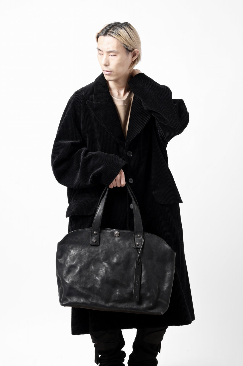 BACKLASH THE LINE OBJECT DYED TOTE BAG / GUIDI CAMEL + KANGAROO LEATHER with. SV925 (BLACK)