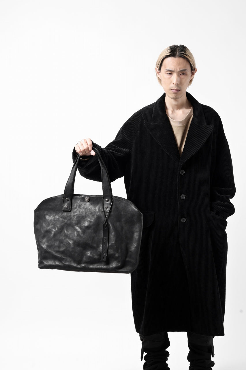 BACKLASH THE LINE OBJECT DYED TOTE BAG / GUIDI CAMEL + KANGAROO LEATHER with. SV925 (BLACK)