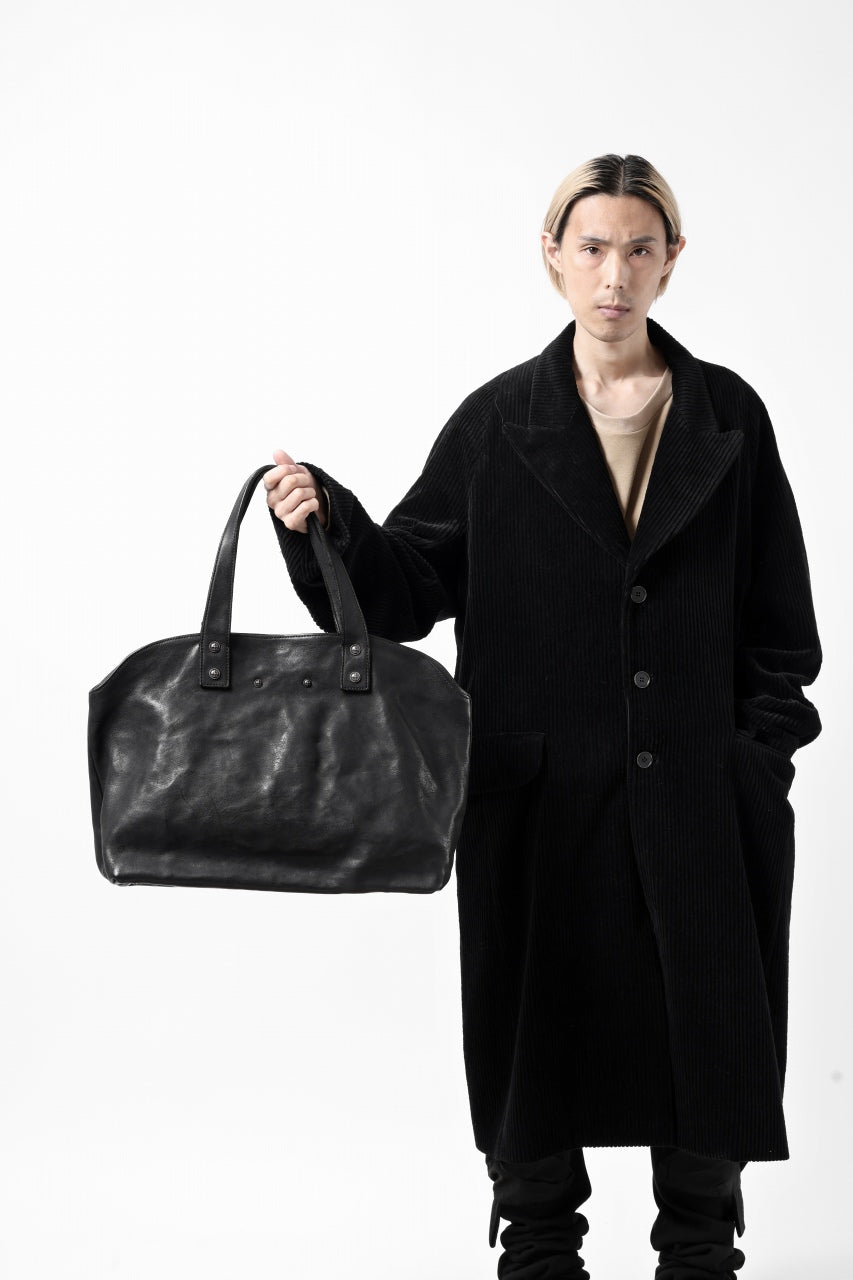 BACKLASH THE LINE OBJECT DYED TOTE BAG / GUIDI CAMEL + KANGAROO LEATHER with. SV925 (BLACK)