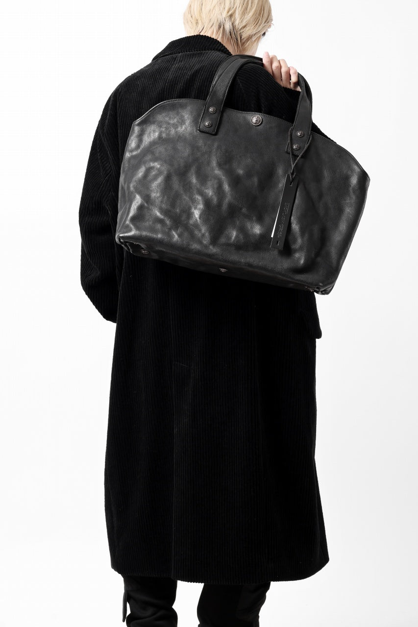 BACKLASH THE LINE OBJECT DYED TOTE BAG / GUIDI CAMEL + KANGAROO LEATHER with. SV925 (BLACK)