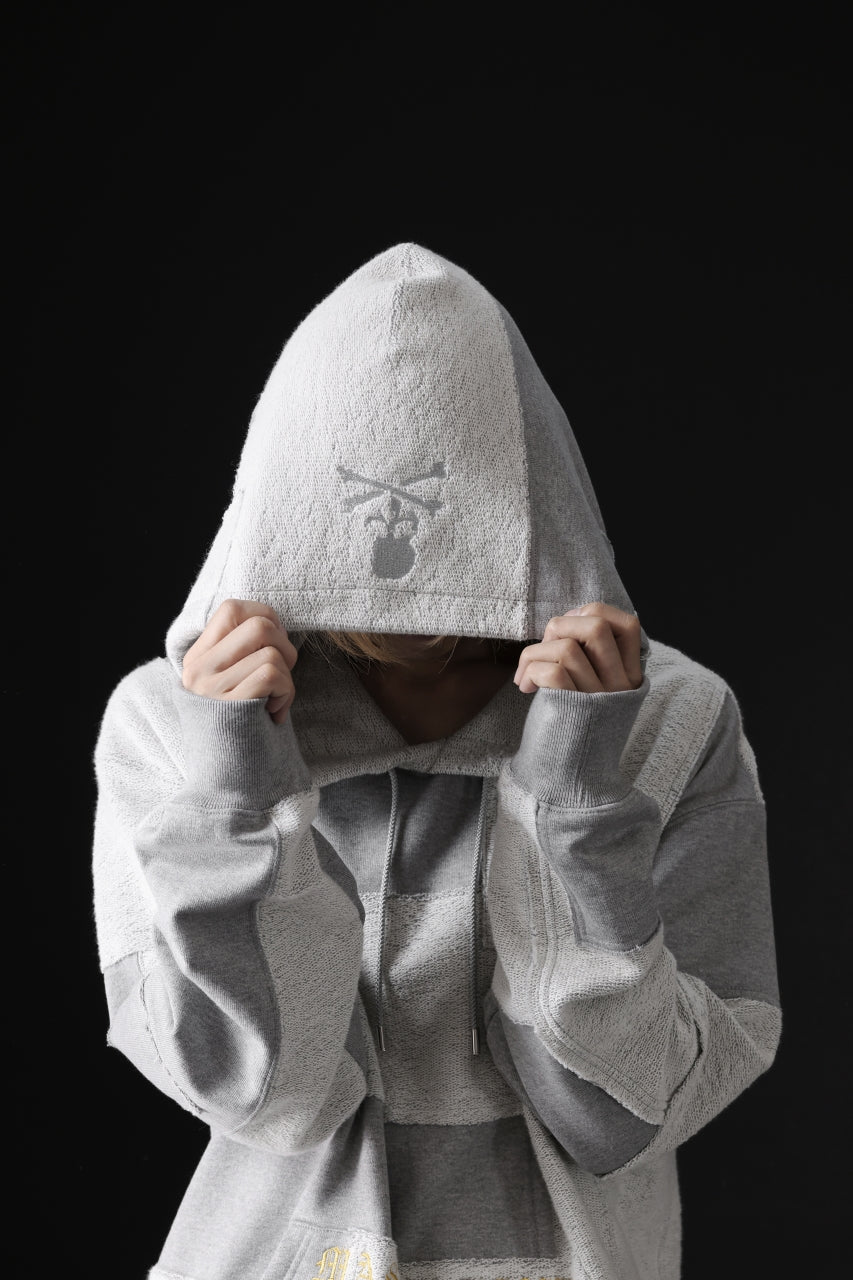 mastermind JAPAN SWEAT HOODIE / SWITCH PATCHWORK (TOP GRAY)