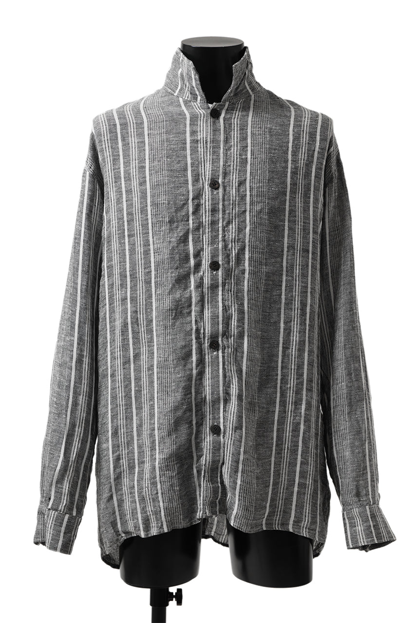 _vital exclusive oversized shirt / random stripe linen (LIGHT GREY)