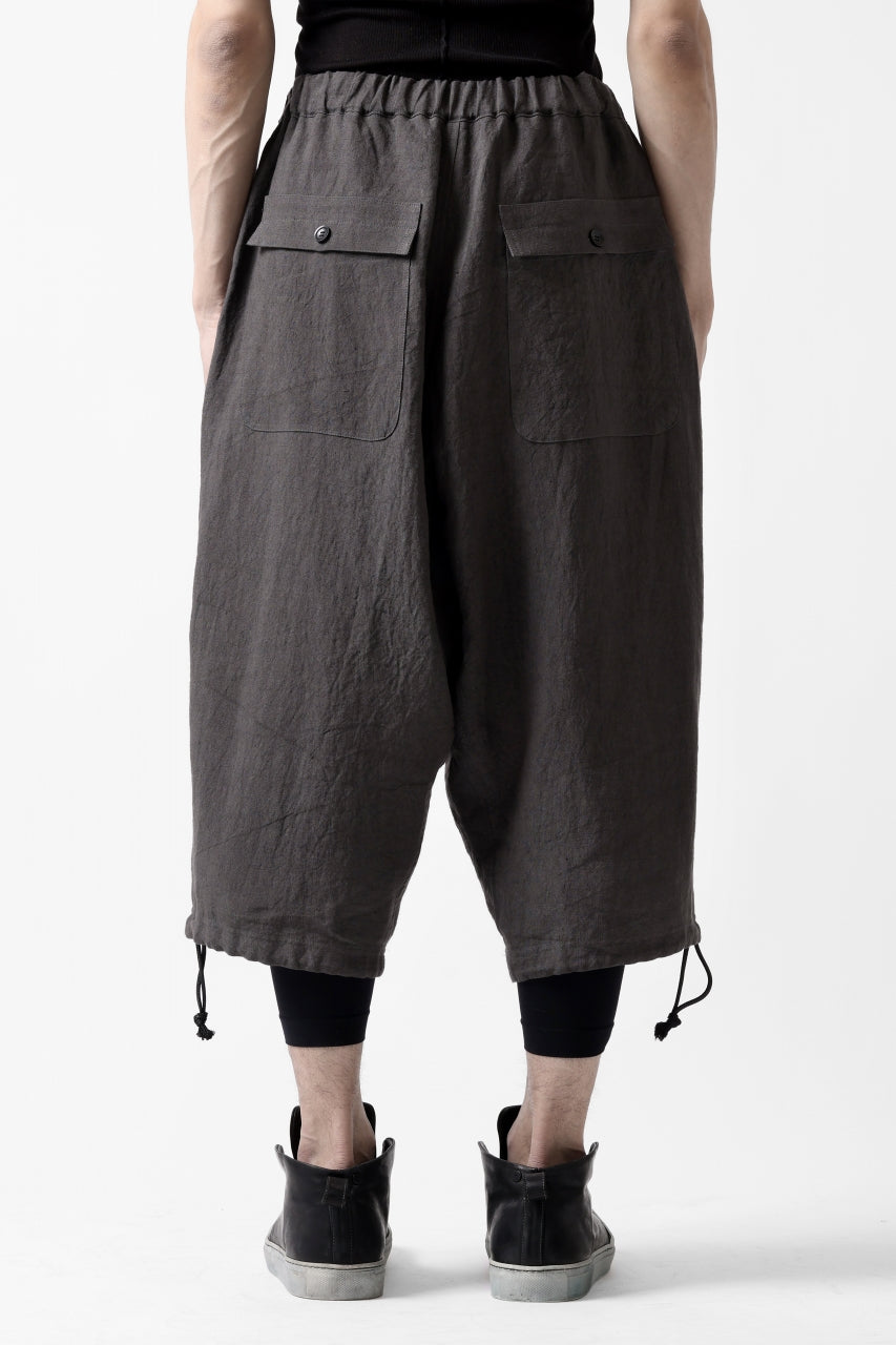 ISAMU KATAYAMA BACKLASH EASY SHORTS / SOFT LINEN (CHARCOAL BLACK)