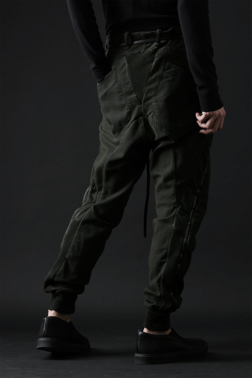 masnada LATERAL ZIP BAGGY PANTS / STRETCH REPURPOSED COTTON (LEGION)