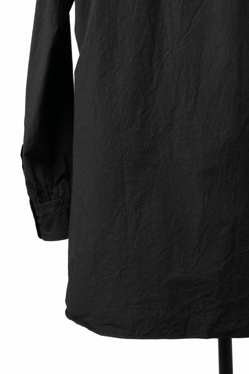 Load image into Gallery viewer, KLASICA BAND COLLAR FINE STITCHED SHIRT / HAND DYED TWCOLI (BLACK)