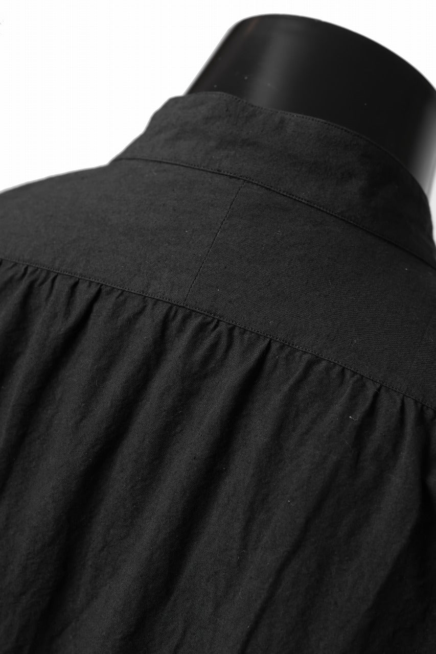 Load image into Gallery viewer, KLASICA BAND COLLAR FINE STITCHED SHIRT / HAND DYED TWCOLI (BLACK)