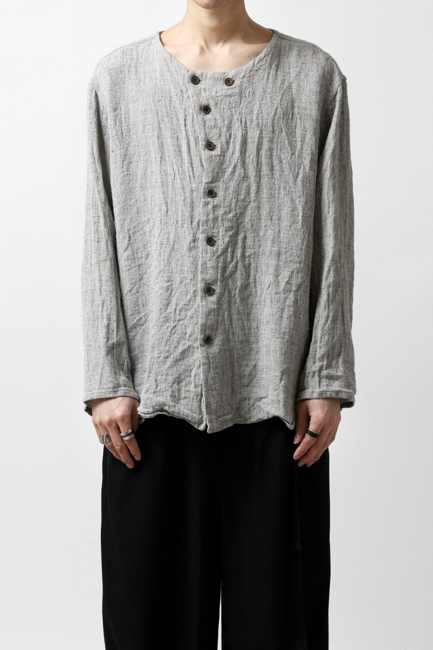 画像をギャラリービューアに読み込む, YUTA MATSUOKA round neck shirt / dead stock slab linen (light grey)