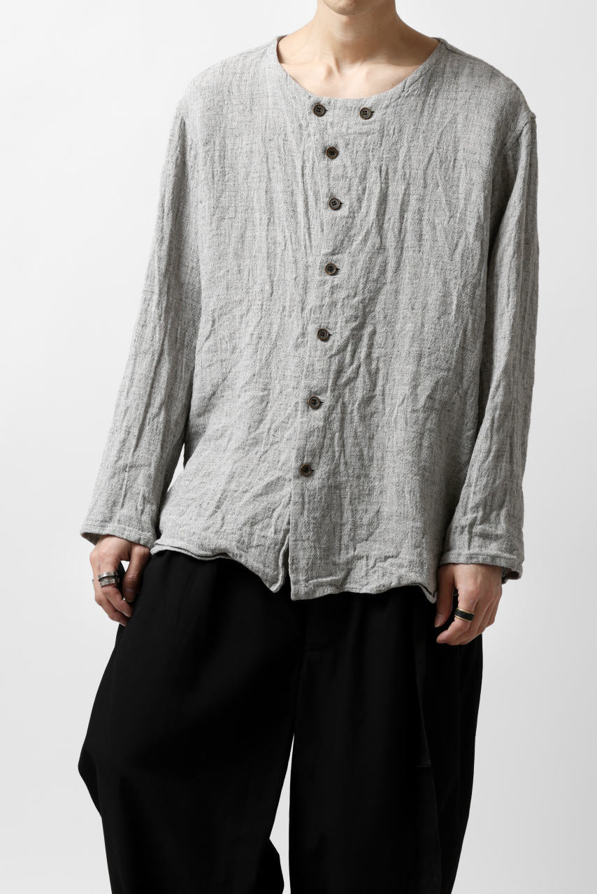 画像をギャラリービューアに読み込む, YUTA MATSUOKA round neck shirt / dead stock slab linen (light grey)