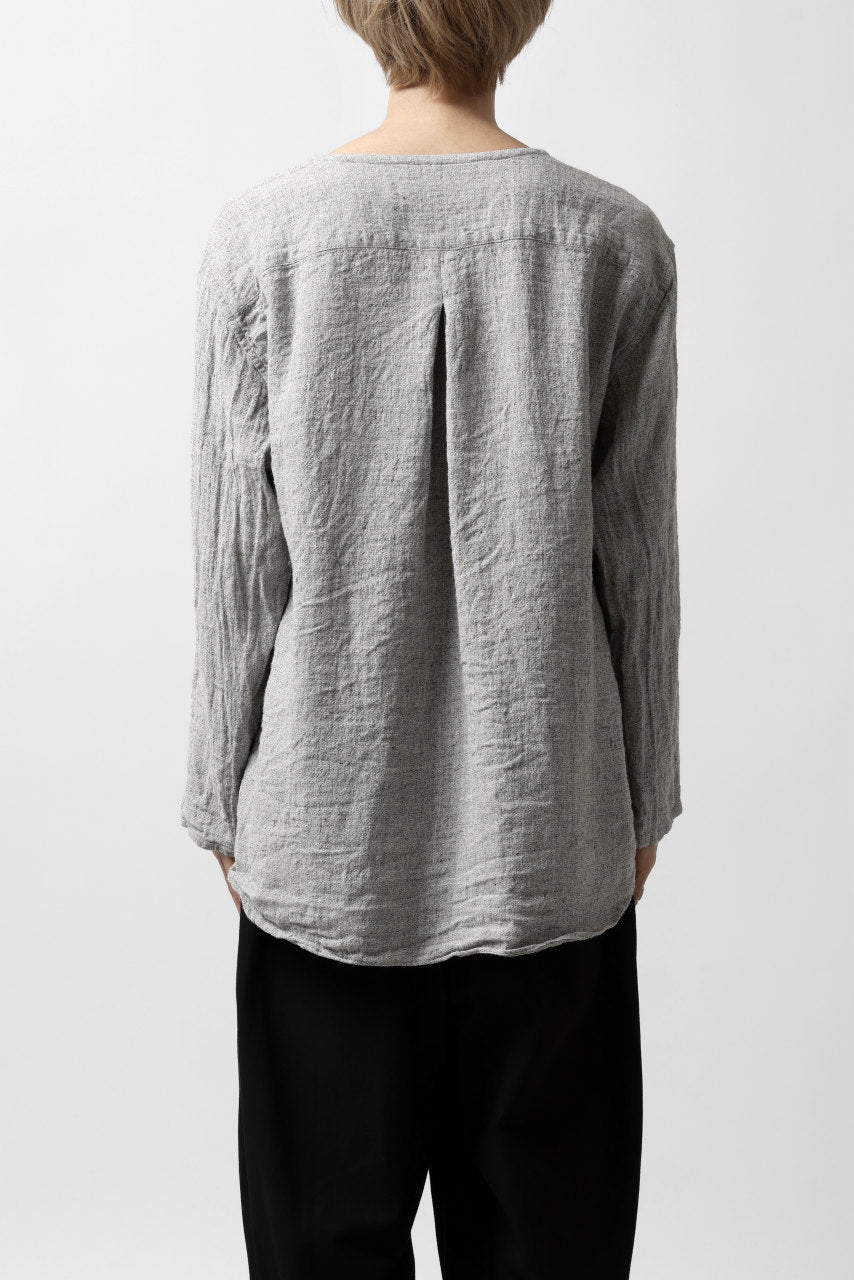 YUTA MATSUOKA round neck shirt / dead stock slab linen (light grey)