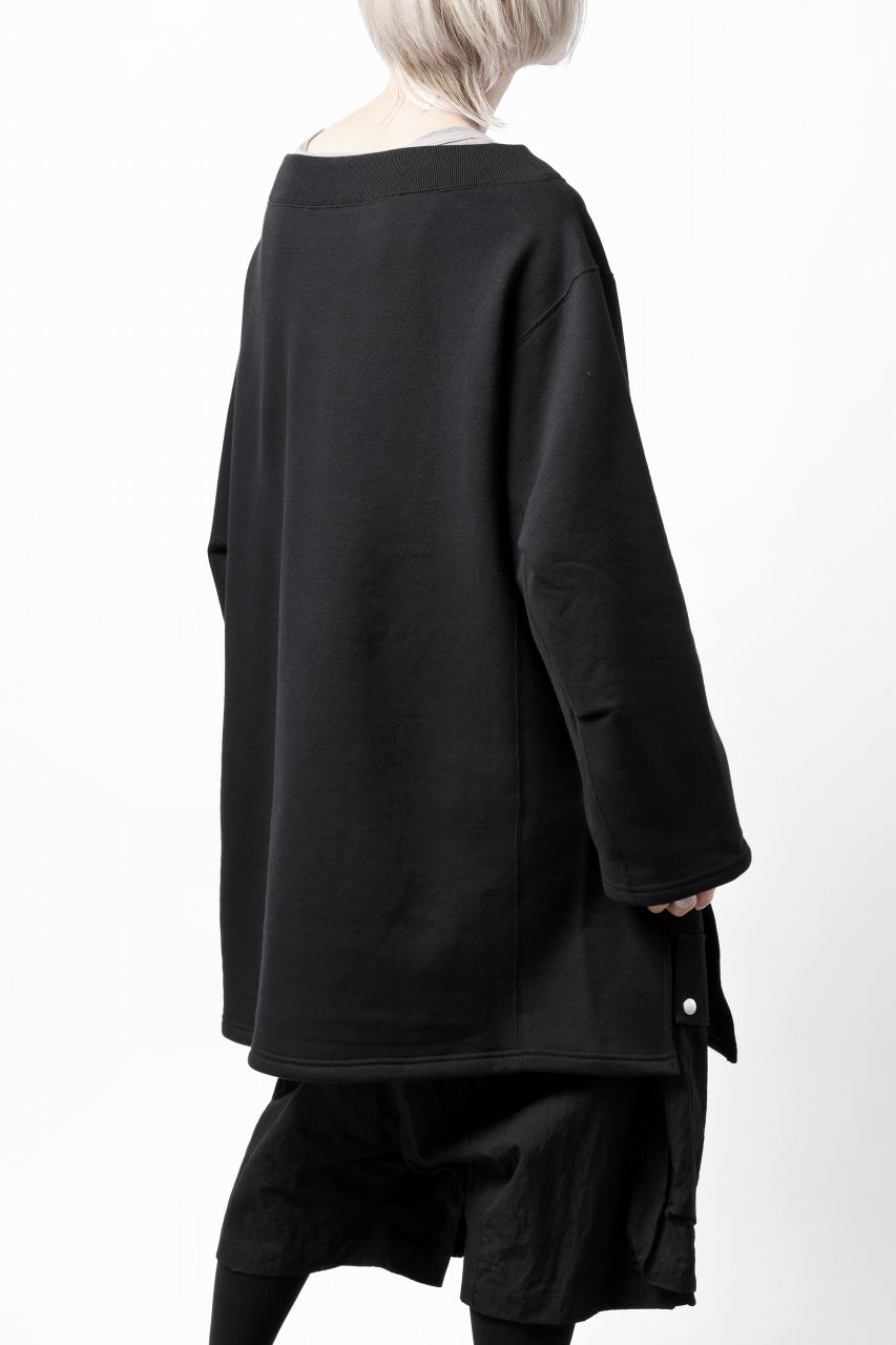 Load image into Gallery viewer, D-VEC BOAT NECK LONG SWEAT / TIGHT TENSION COTTON (NIGHT SEA BLACK)