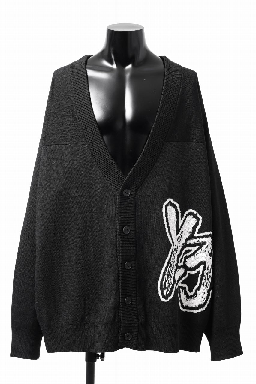 画像をギャラリービューアに読み込む, Y-3 Yohji Yamamoto LOGO INTARSIA KNIT CARDIGAN / ETHICAL FABRIC (BLACK)