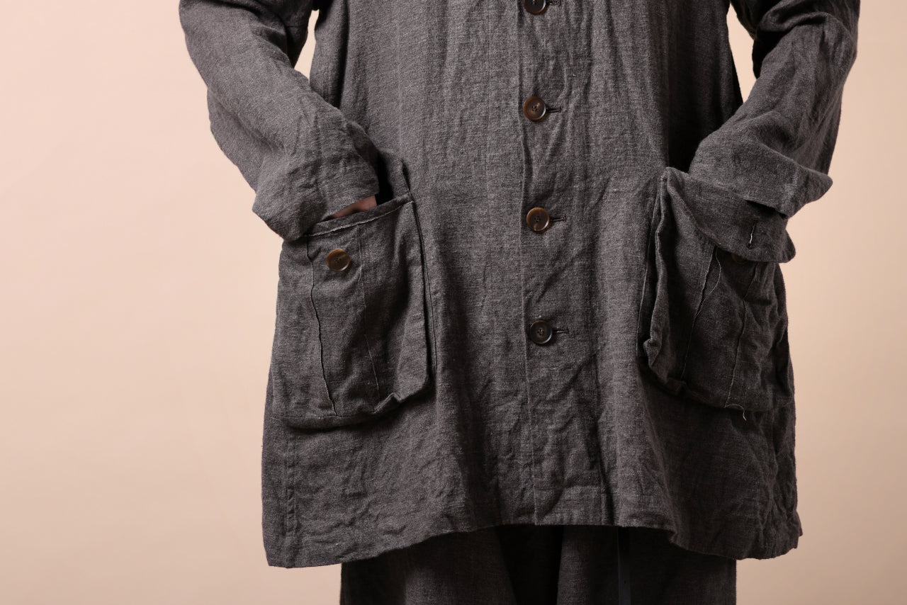 YUTA MATSUOKA work shirt jacket / brushed linen canvas (brown)