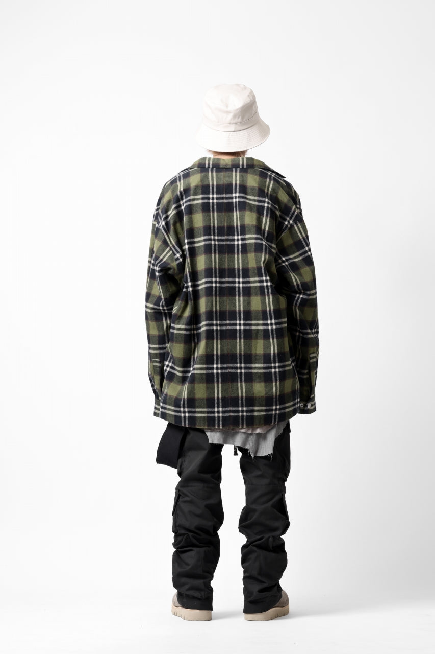 画像をギャラリービューアに読み込む, A.F ARTEFACT OVERSIZED CHECK SHIRT (KHAKI)