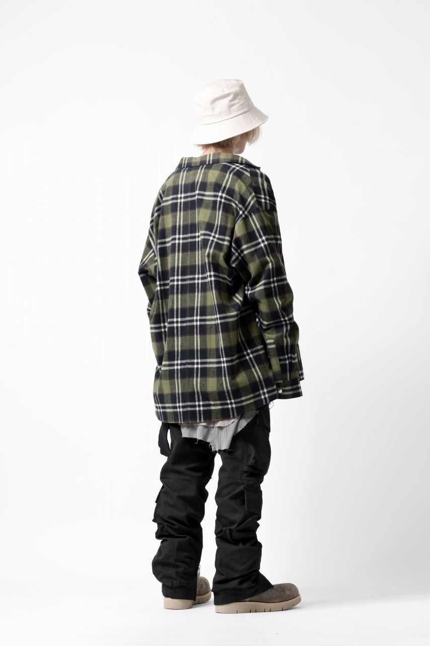 画像をギャラリービューアに読み込む, A.F ARTEFACT OVERSIZED CHECK SHIRT (KHAKI)