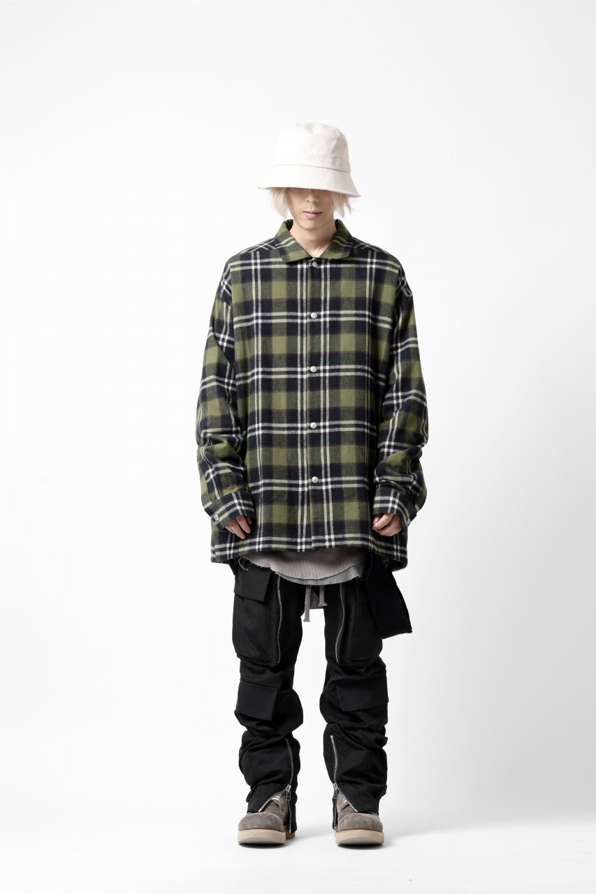 画像をギャラリービューアに読み込む, A.F ARTEFACT OVERSIZED CHECK SHIRT (KHAKI)