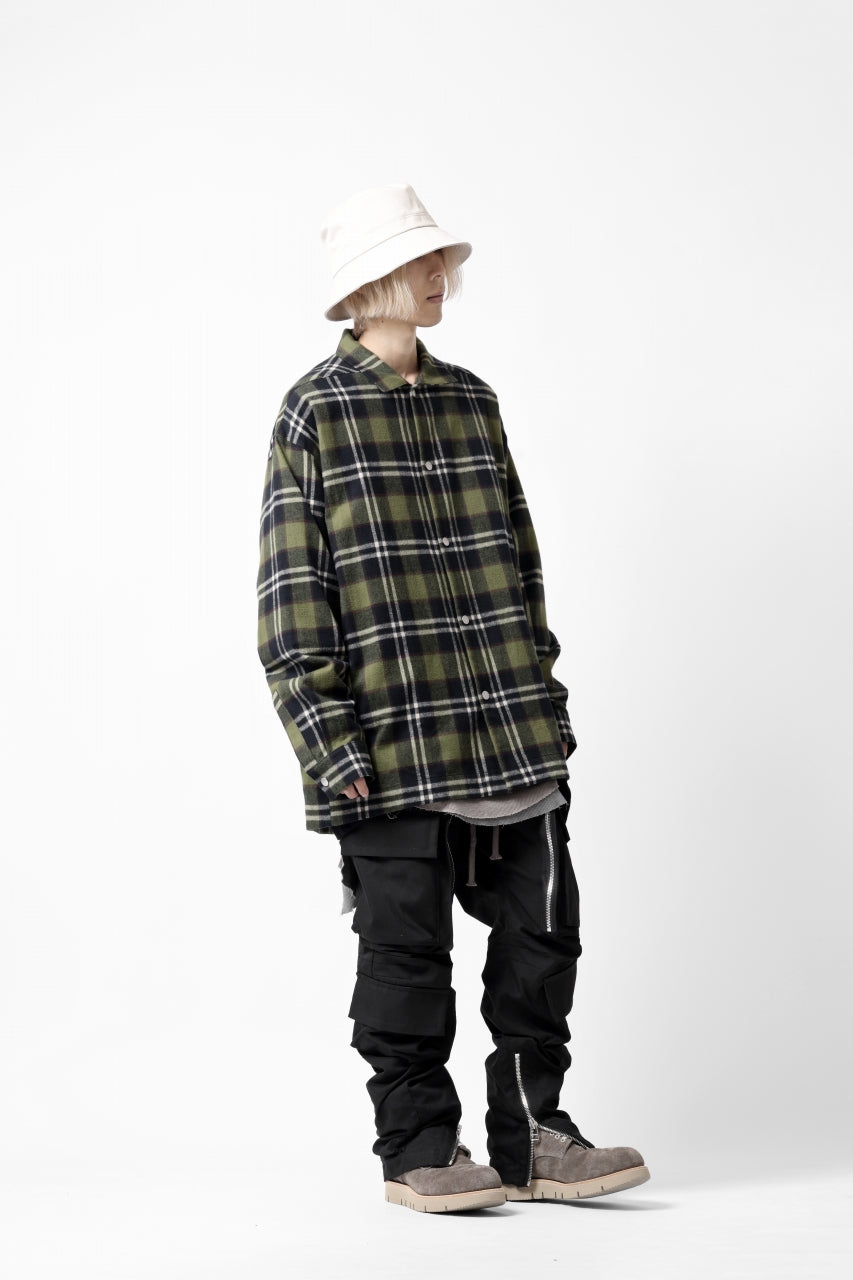 画像をギャラリービューアに読み込む, A.F ARTEFACT OVERSIZED CHECK SHIRT (KHAKI)