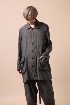 Load image into Gallery viewer, YUTA MATSUOKA work shirt jacket / brushed linen canvas (brown)