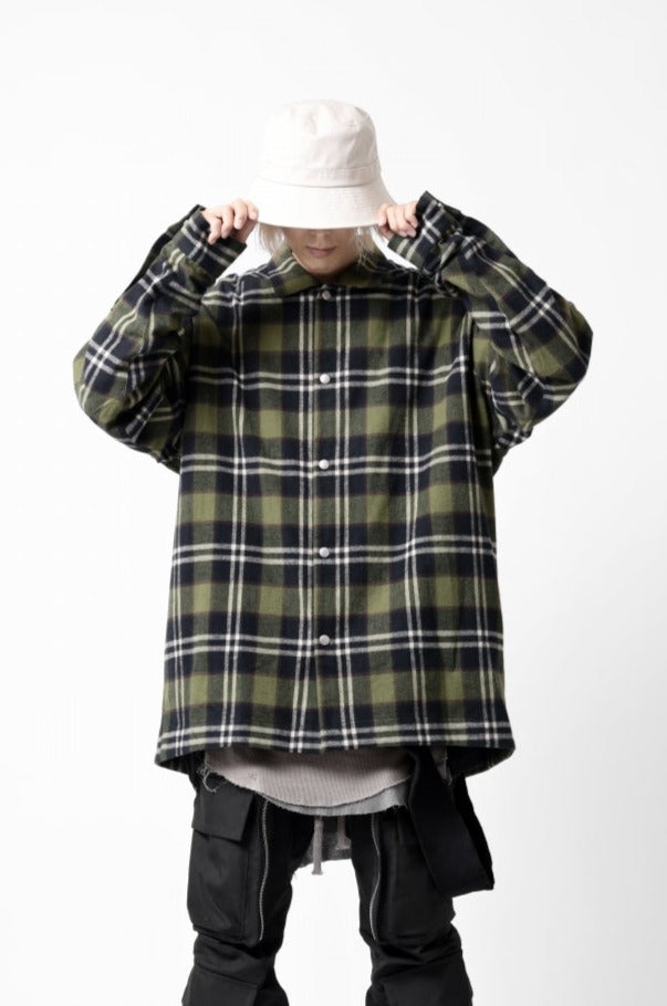 画像をギャラリービューアに読み込む, A.F ARTEFACT OVERSIZED CHECK SHIRT (KHAKI)