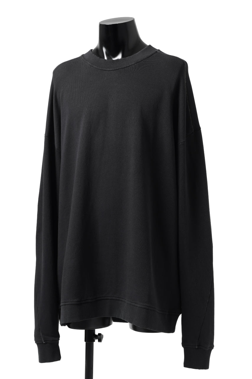 thomkrom OVERLOCKED RELAX L/S TOPS / FRENCH TERRY ORGANIC (BLACK)