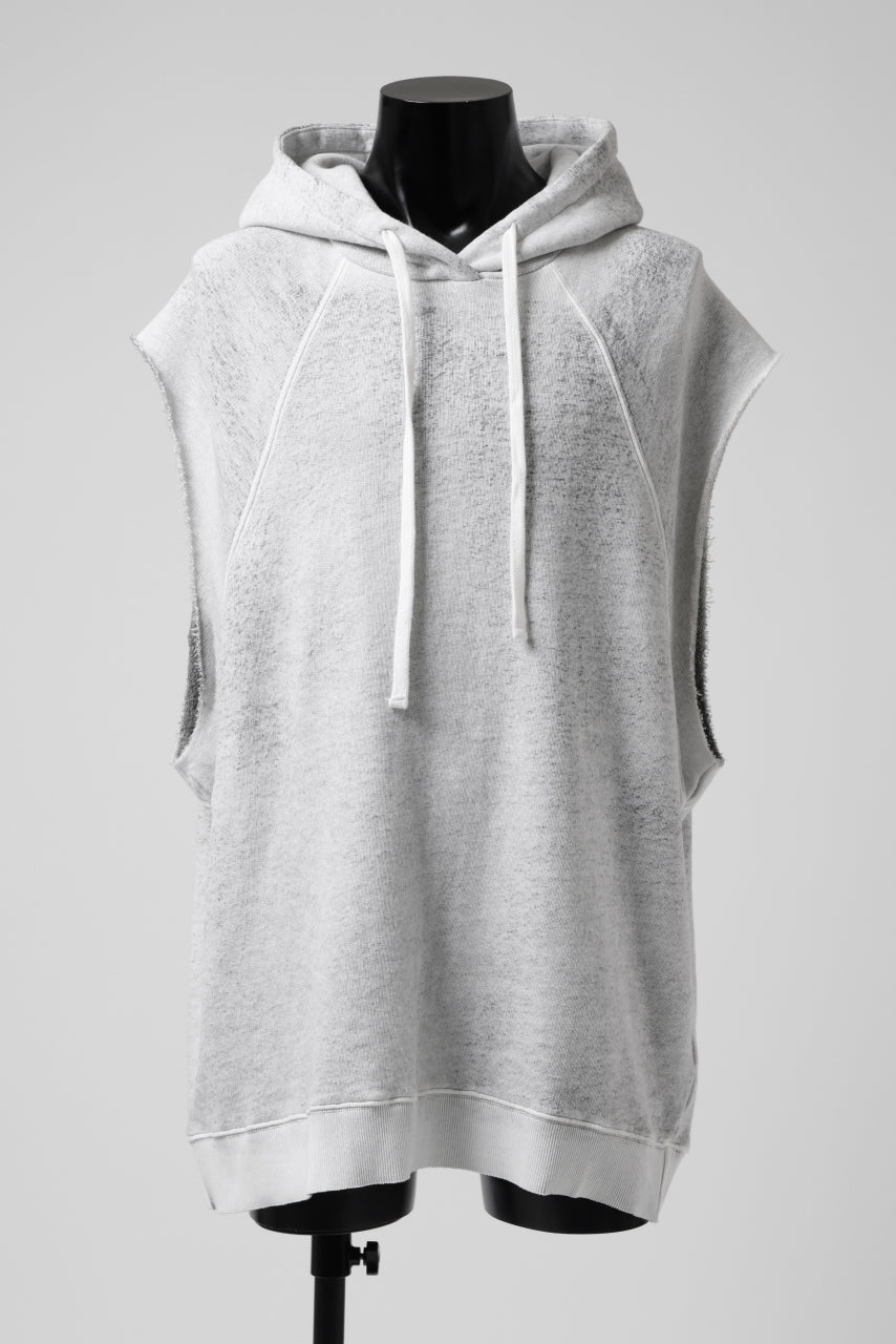 thomkrom SPLAY DYED SLEEVELESS HOODIE TOPS  / FRENCH TERRY ORGANIC (OFF WHITE)