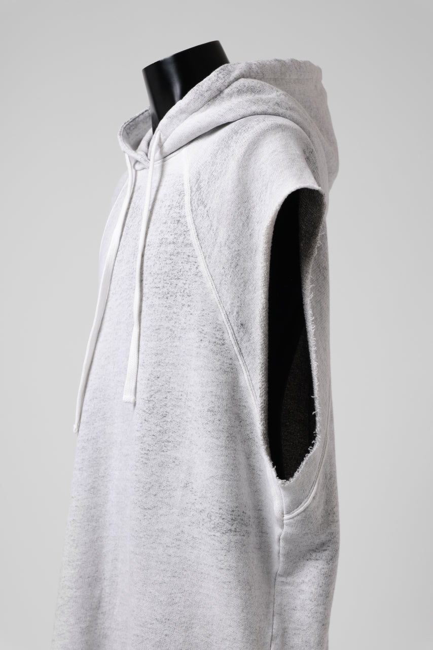 thomkrom SPLAY DYED SLEEVELESS HOODIE TOPS  / FRENCH TERRY ORGANIC (OFF WHITE)