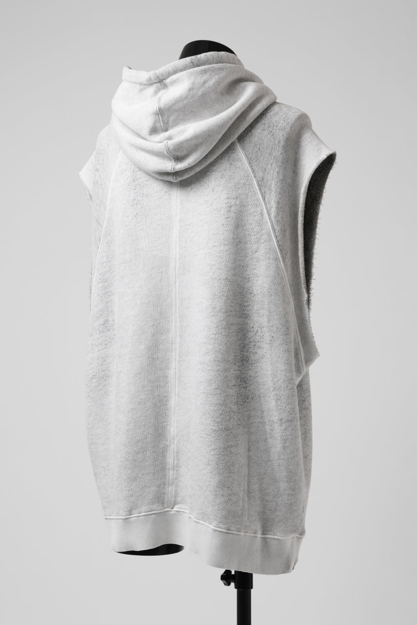 Load image into Gallery viewer, thomkrom SPLAY DYED SLEEVELESS HOODIE TOPS  / FRENCH TERRY ORGANIC (OFF WHITE)