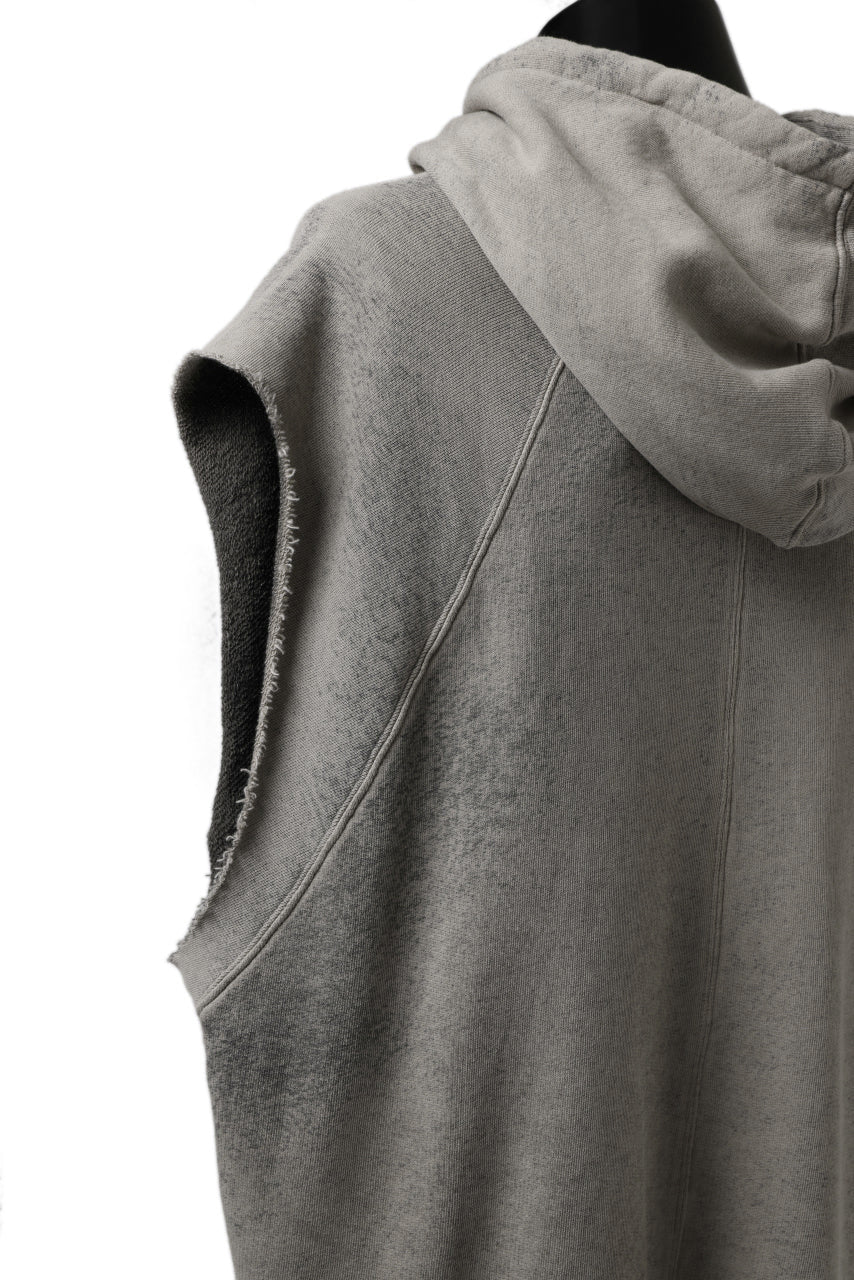 thomkrom SPLAY DYED SLEEVELESS HOODIE TOPS  / FRENCH TERRY ORGANIC (SAND)