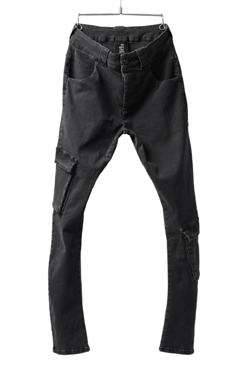 thomkrom SCAR STITCH CARGO SKINNY TROUSERS / STRETCH TENCEL DENIM (DARK GREY)