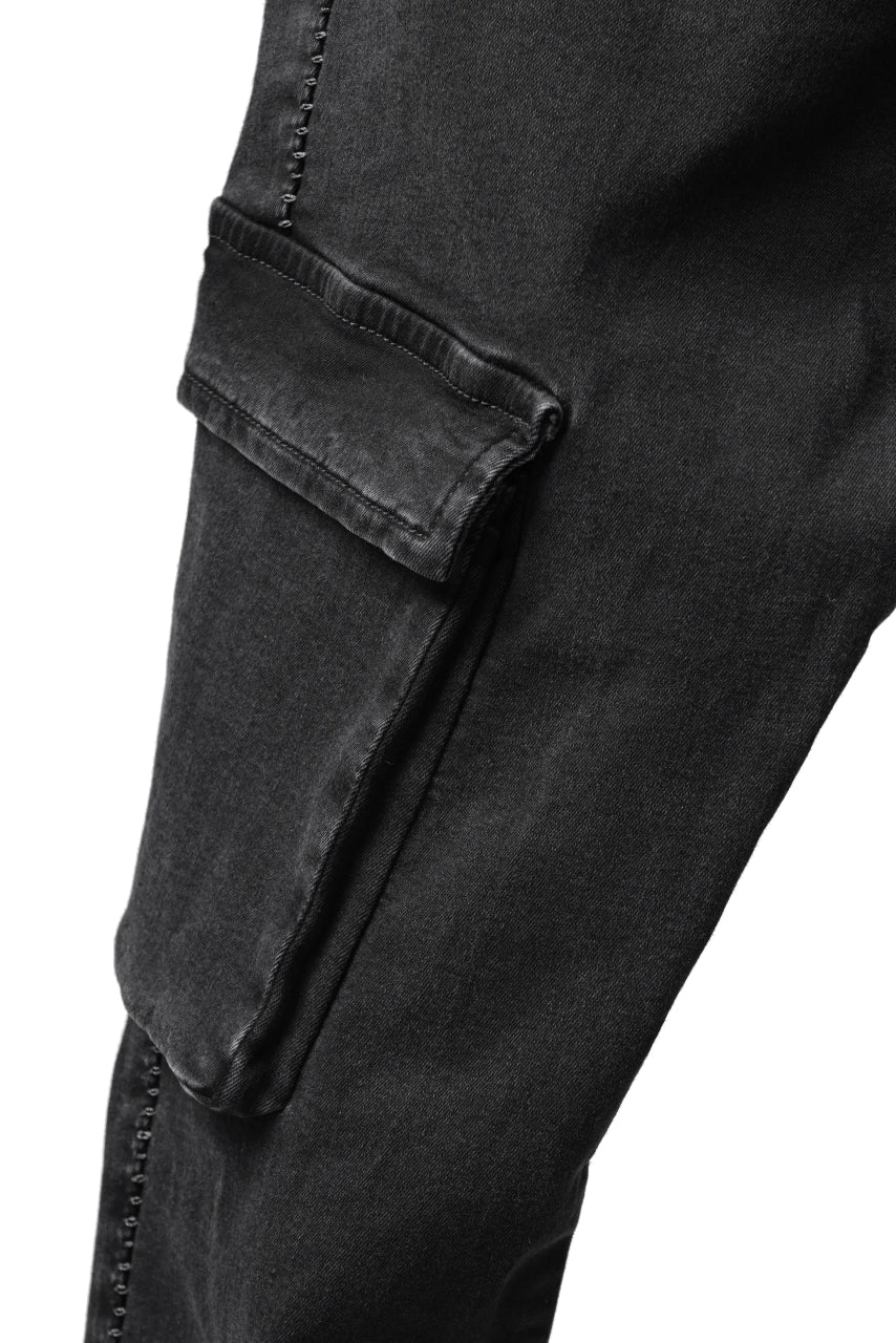 thomkrom SCAR STITCH CARGO SKINNY TROUSERS / STRETCH TENCEL DENIM (DARK GREY)