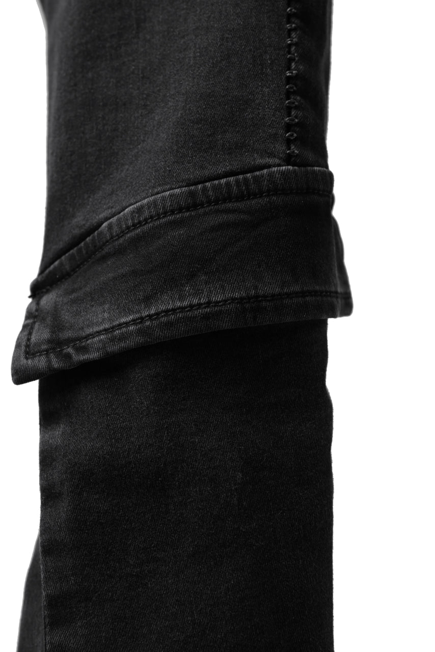 thomkrom SCAR STITCH CARGO SKINNY TROUSERS / STRETCH TENCEL DENIM (DARK GREY)