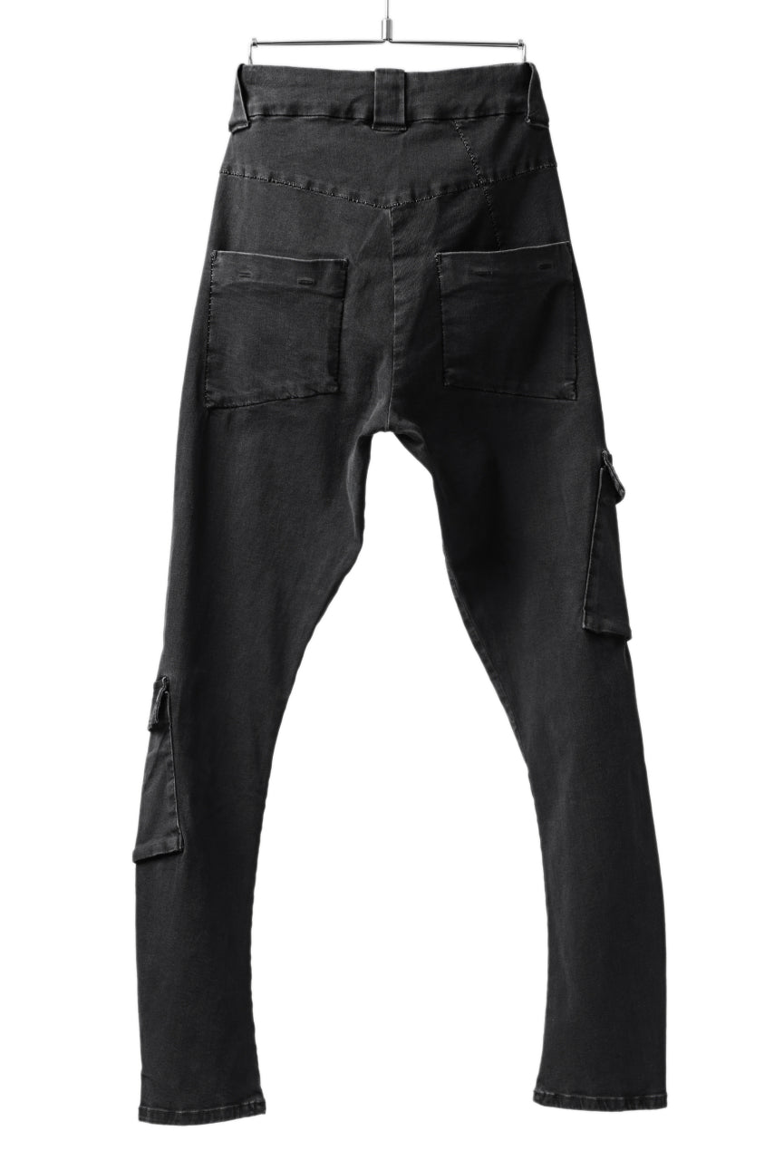 thomkrom SCAR STITCH CARGO SKINNY TROUSERS / STRETCH TENCEL DENIM (DARK GREY)