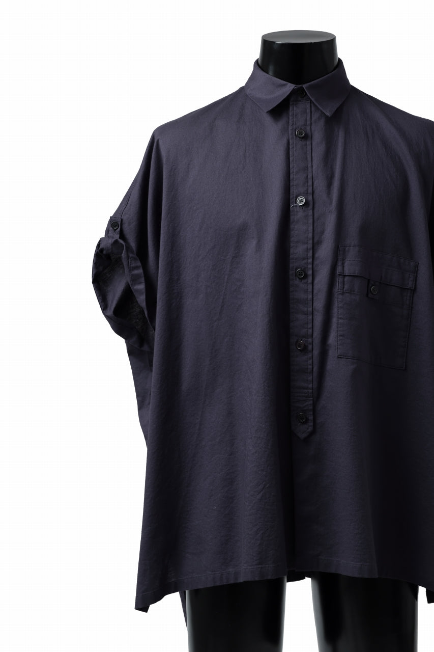 画像をギャラリービューアに読み込む, Y&#39;s ROLLED UP SLEEVE SHIRT BLOUSE / THIN TWILL (NAVY)